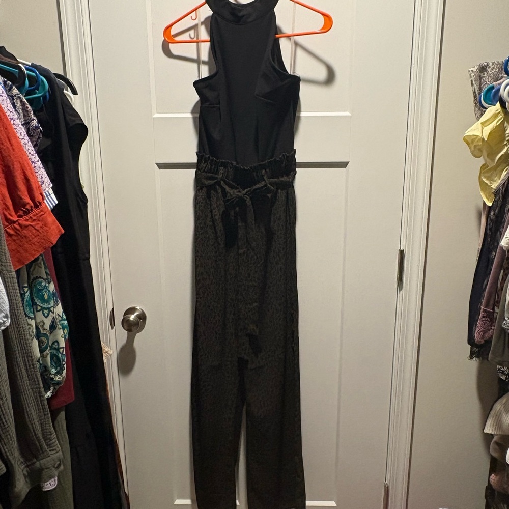 Black High-Neck Jumpsuit with Paperbag Waist
